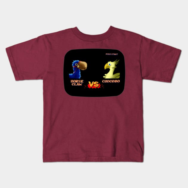 Asplenia Studios: Horseclaw vs. Chocobo Kids T-Shirt by AspleniaStudios